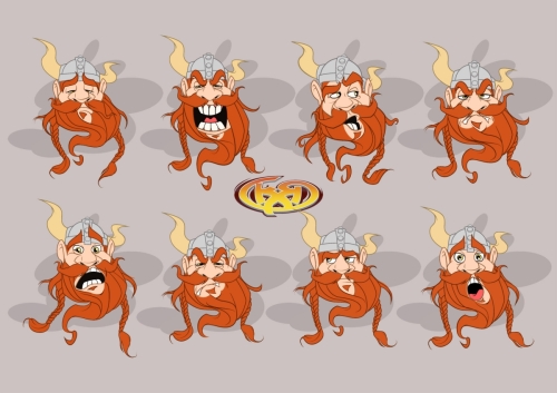 Expresión facial personaje Vikingo. 